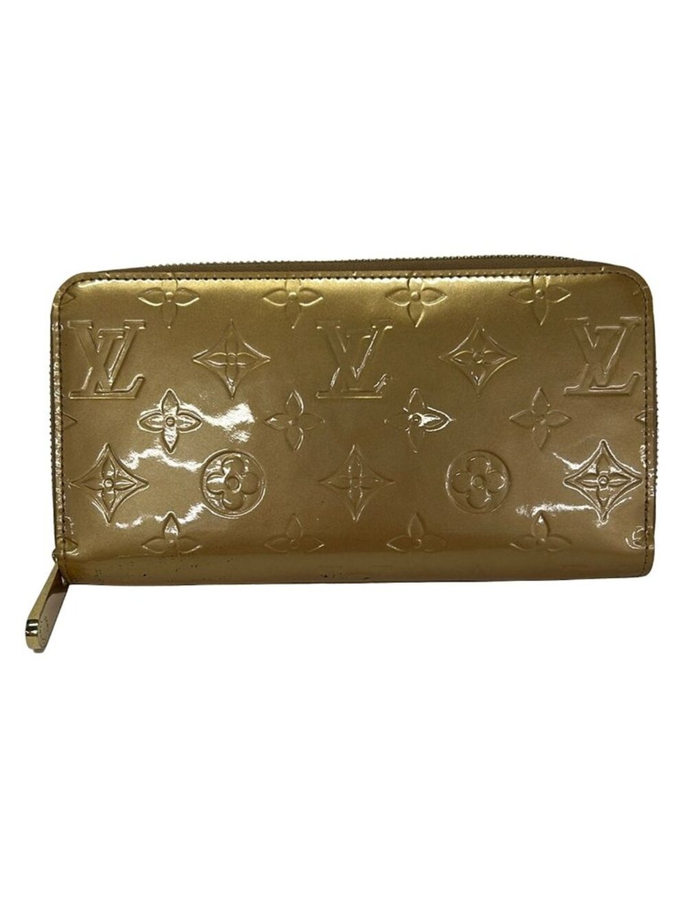 Louis Vuitton Wallet Monogram Vernis Zippy Noisette Leather